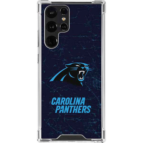 NFL Carolina Panthers Distressed Galaxy S23 Ultra Clear Case