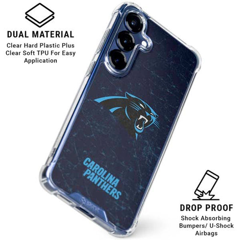 NFL Carolina Panthers Distressed Galaxy S25 Clear Case
