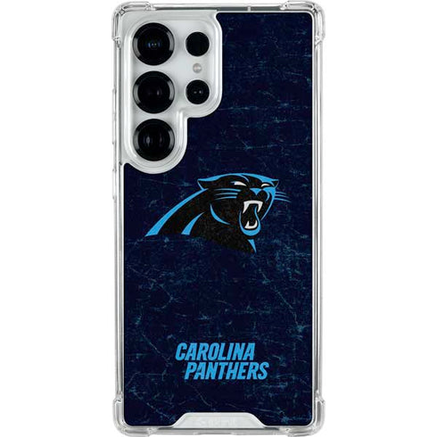 NFL Carolina Panthers Distressed Galaxy S25 Ultra Clear Case