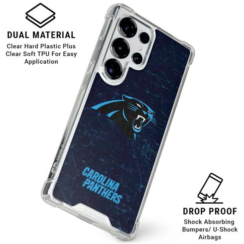 NFL Carolina Panthers Distressed Galaxy S25 Ultra Clear Case