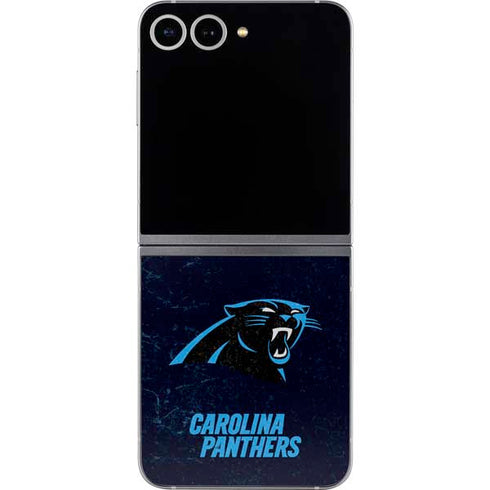 NFL Carolina Panthers Distressed Galaxy Z Flip6 Skin