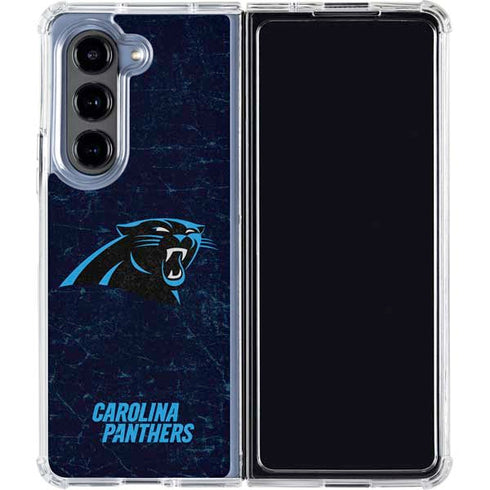 NFL Carolina Panthers Distressed Galaxy Z Fold5 5G Clear Case