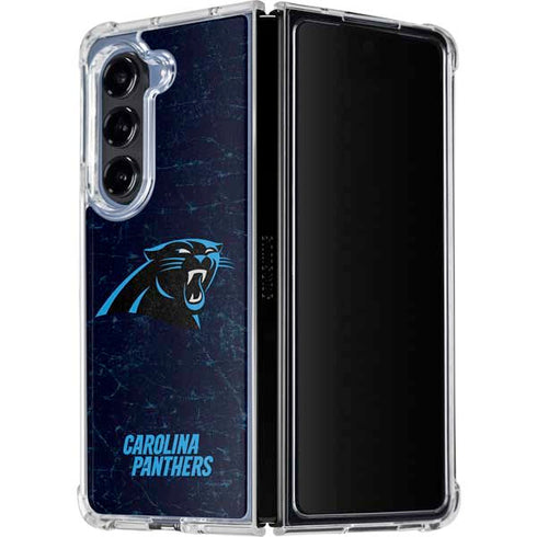 NFL Carolina Panthers Distressed Galaxy Z Fold5 5G Clear Case