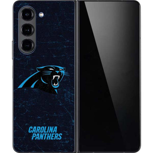NFL Carolina Panthers Distressed Galaxy Z Fold5 5G Skin