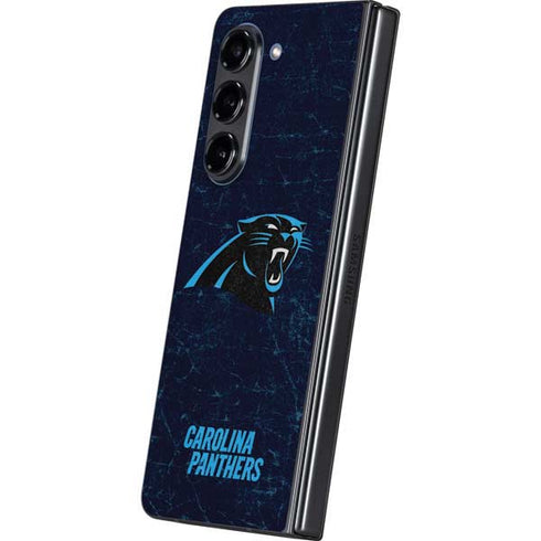 NFL Carolina Panthers Distressed Galaxy Z Fold5 5G Skin