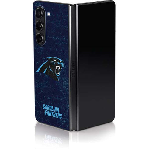 NFL Carolina Panthers Distressed Galaxy Z Fold5 5G Skin