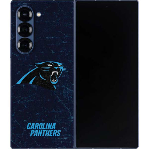 NFL Carolina Panthers Distressed Galaxy Z Fold6 Skin