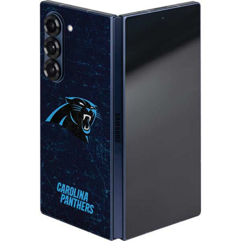 NFL Carolina Panthers Distressed Galaxy Z Fold6 Skin
