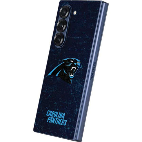 NFL Carolina Panthers Distressed Galaxy Z Fold6 Skin