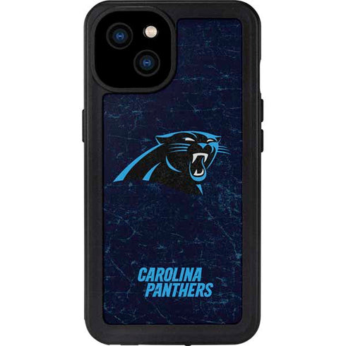 NFL Carolina Panthers Distressed iPhone 15 Plus Waterproof Case
