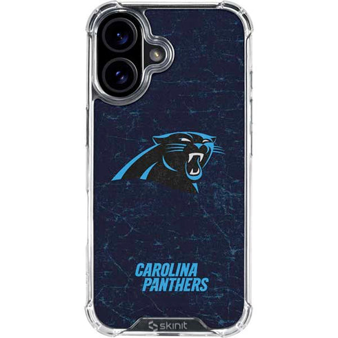 NFL Carolina Panthers Distressed iPhone 16 Plus Clear Case