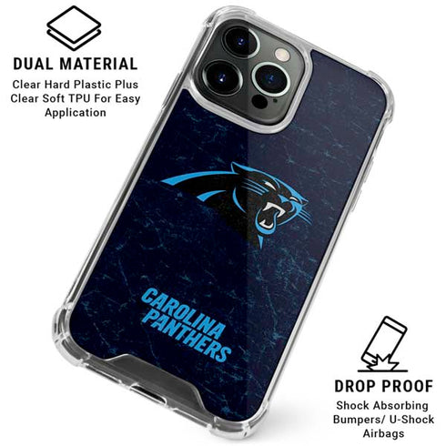 NFL Carolina Panthers Distressed iPhone 16 Pro Max Clear Case