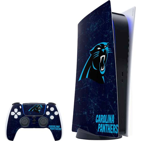 NFL Carolina Panthers Distressed PlayStation PS5 Skins