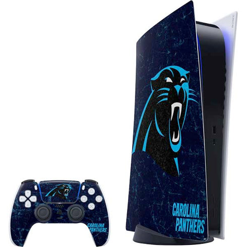 NFL Carolina Panthers Distressed PlayStation PS5 Skins