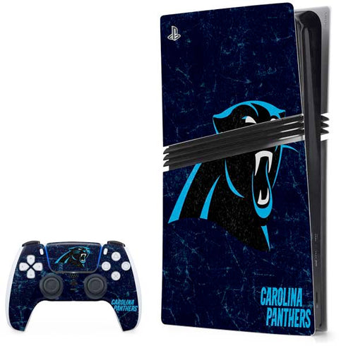 NFL Carolina Panthers Distressed PS5 Pro Bundle Skin