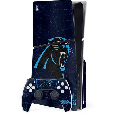 NFL Carolina Panthers Distressed PlayStation PS5 Skins