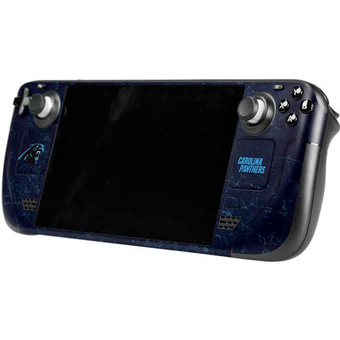 NFL Carolina Panthers Distressed Steam Deck Handheld Gaming Computer OLED Skin