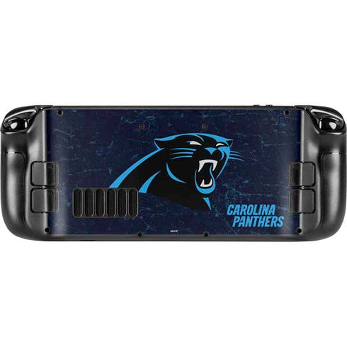 NFL Carolina Panthers Distressed Steam Deck Handheld Gaming Computer OLED Skin