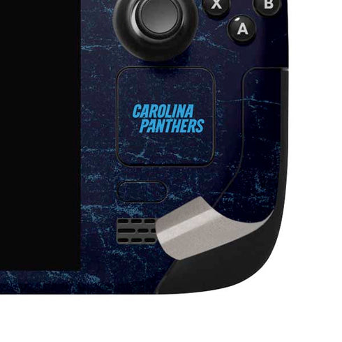 NFL Carolina Panthers Distressed Steam Deck Handheld Gaming Computer OLED Skin