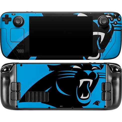 NFL Carolina Panthers Large Logo Steam Deck Handheld Gaming Computer OLED Skin