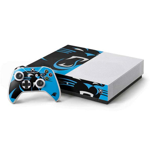 NFL Carolina Panthers Large Logo Xbox One S Console and Controller Bundle Skin