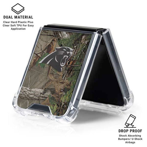 NFL Carolina Panthers Realtree Xtra Green Camo Galaxy Z Flip6 Clear Case