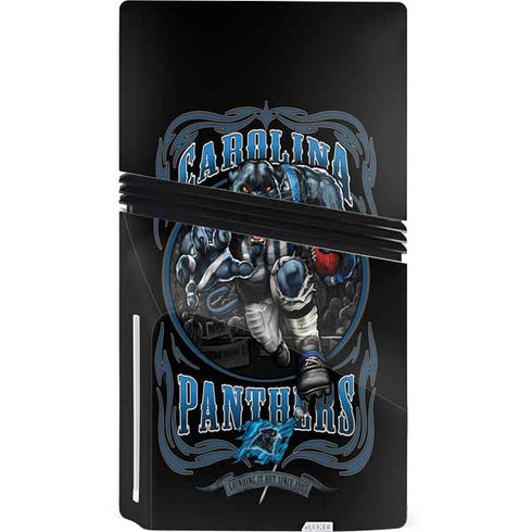 Liquid Blue NFL Carolina Panthers Running Back PS5 Pro Disk Console Skin