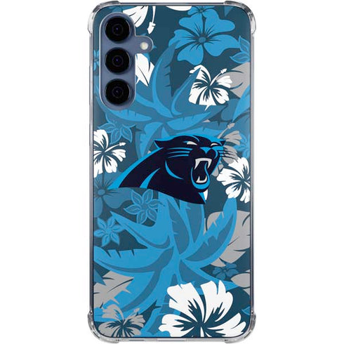 NFL Carolina Panthers Tropical Print Galaxy A35 5G Clear Case