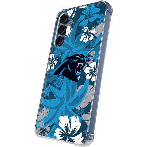 NFL Carolina Panthers Tropical Print Galaxy A55 5G Clear Case