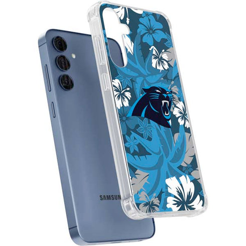 NFL Carolina Panthers Tropical Print Galaxy A55 5G Clear Case