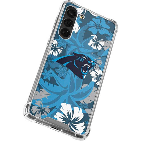 NFL Carolina Panthers Tropical Print Galaxy S24 FE Clear Case