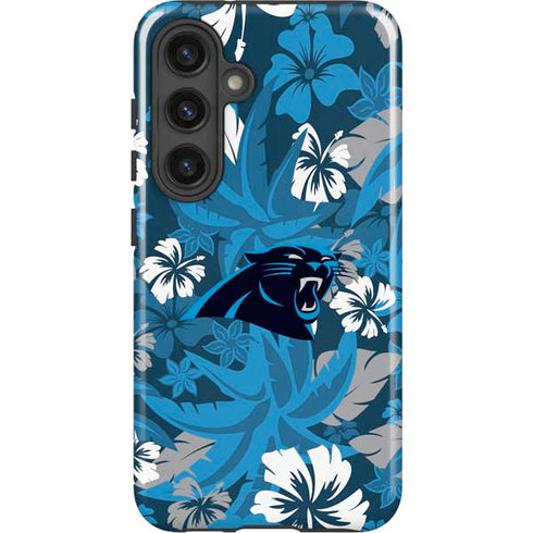 NFL Carolina Panthers Tropical Print Galaxy S25 Plus Impact Case