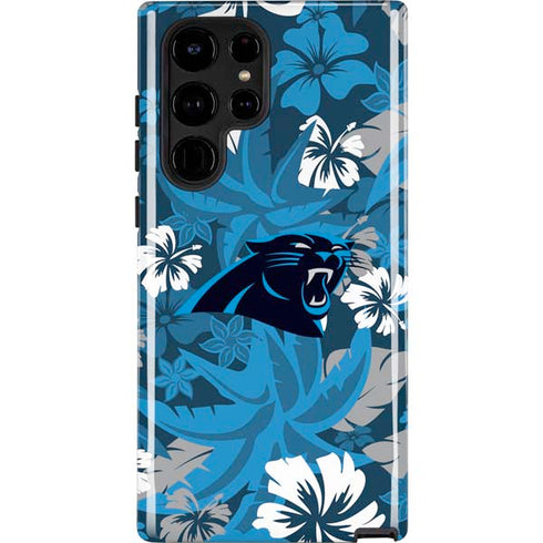 NFL Carolina Panthers Tropical Print Galaxy S25 Ultra Impact Case