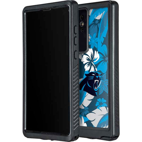 NFL Carolina Panthers Tropical Print Galaxy S24 Ultra Waterproof Case