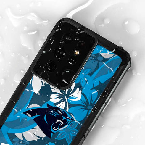 NFL Carolina Panthers Tropical Print Galaxy S24 Ultra Waterproof Case