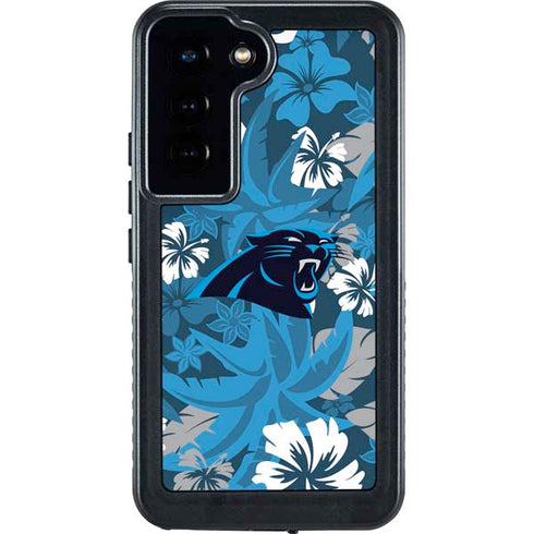 NFL Carolina Panthers Tropical Print Galaxy S24 Waterproof Case