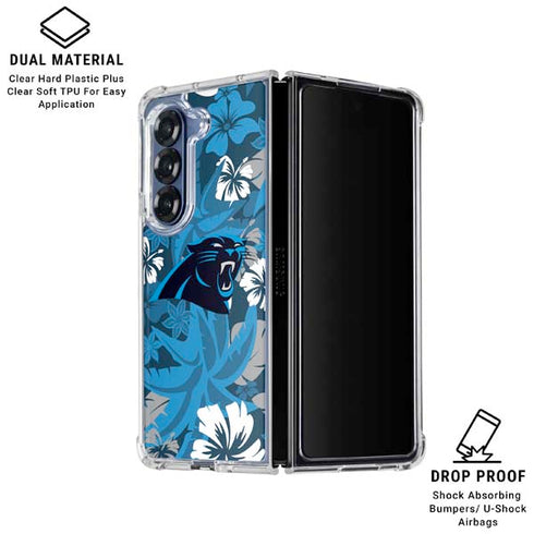 NFL Carolina Panthers Tropical Print Galaxy Z Fold6 Clear Case