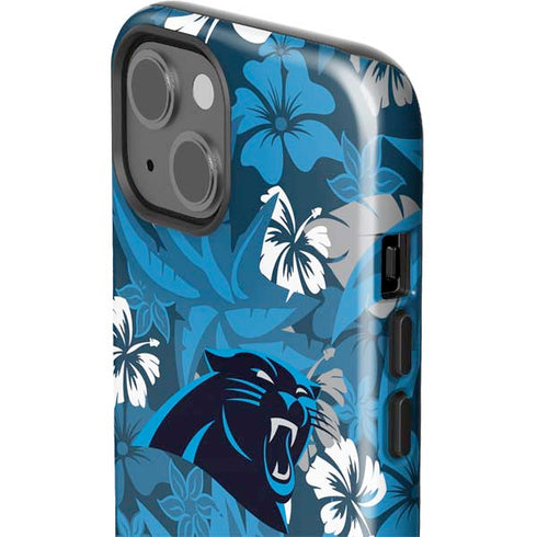 NFL Carolina Panthers Tropical Print iPhone 15 Impact Case