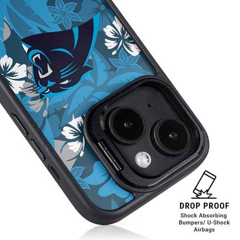 NFL Carolina Panthers Tropical Print iPhone 15 Kickstand Case