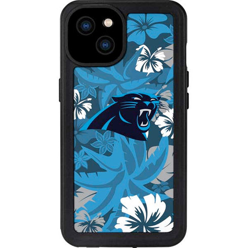 NFL Carolina Panthers Tropical Print iPhone 15 Plus Waterproof Case