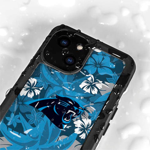 NFL Carolina Panthers Tropical Print iPhone 15 Plus Waterproof Case