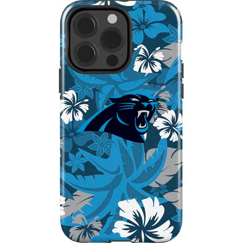 NFL Carolina Panthers Tropical Print iPhone 15 Pro Impact Case