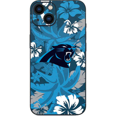 NFL Carolina Panthers Tropical Print iPhone 15 Skin