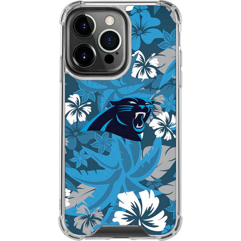 NFL Carolina Panthers Tropical Print iPhone 16 Pro Max Clear Case