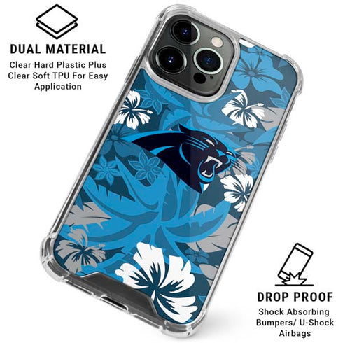 NFL Carolina Panthers Tropical Print iPhone 16 Pro Max Clear Case