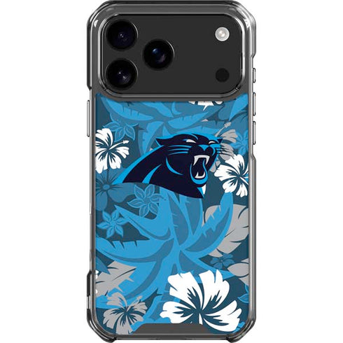 NFL Carolina Panthers Tropical Print iPhone 18 Pro Max Clear Case
