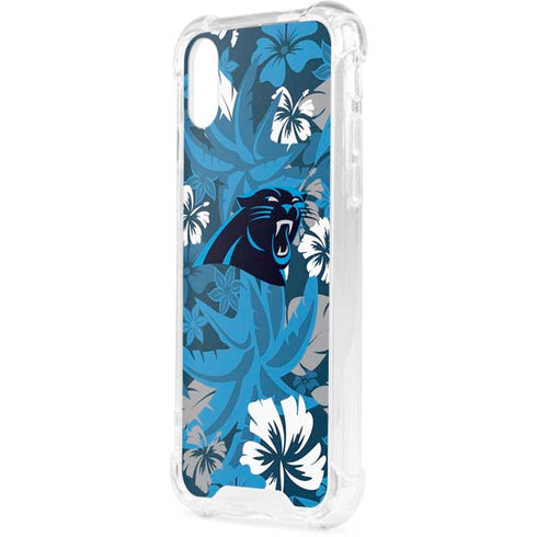 NFL Carolina Panthers Tropical Print iPhone XS Clear Case