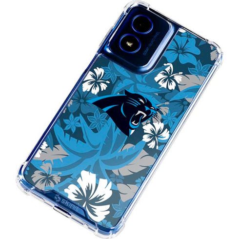 NFL Carolina Panthers Tropical Print Moto G 5G (2024) Clear Case
