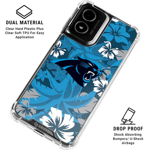NFL Carolina Panthers Tropical Print Moto G Power 5G (2024) Clear Case