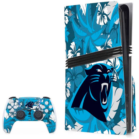 NFL Carolina Panthers Tropical Print PS5 Pro Disk Bundle Skin